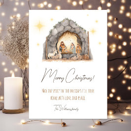 図解入りの、写真付きのクリスマスカード出生シーン シーズンカード