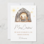 図解入りの、写真付きのクリスマスカード出生シーン シーズンカード (正面)