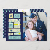 図解入りの、写真付きのクリスマスプレゼント休日のフォトカード シーズンカード (正面/裏面)