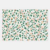 図解入りの、写真付きのクリスマスホリーレッド&グリーンラッピング ラッピングペーパーシート (正面)