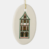 図解入りの、写真付きのクリスマス木材フレームハウスフォト セラミックオーナメント (右)