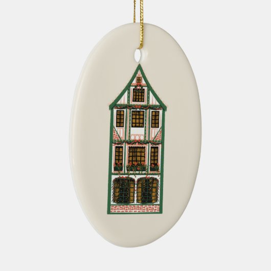 図解入りの、写真付きのクリスマス木材フレームハウスフォト セラミックオーナメント (右)