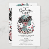 図解入りの、写真付きのナースフローラ卒業 招待状 (正面/裏面)