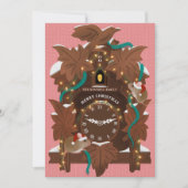 図解入りの、写真付きのネズミのクリスマスクコ時計ピンク シーズンカード (正面)