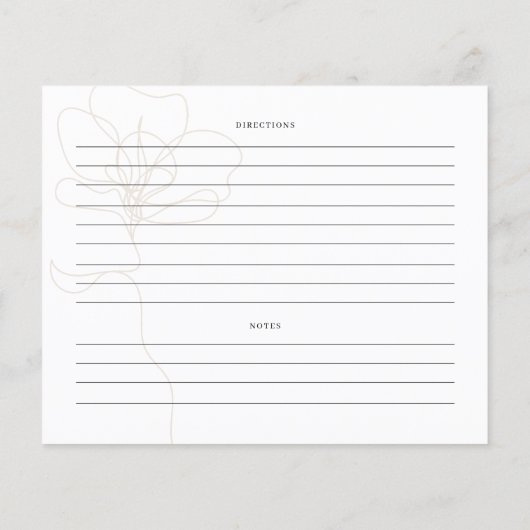 図解入りの、写真付きのバラブライダルシャワーレシピカード (裏面)