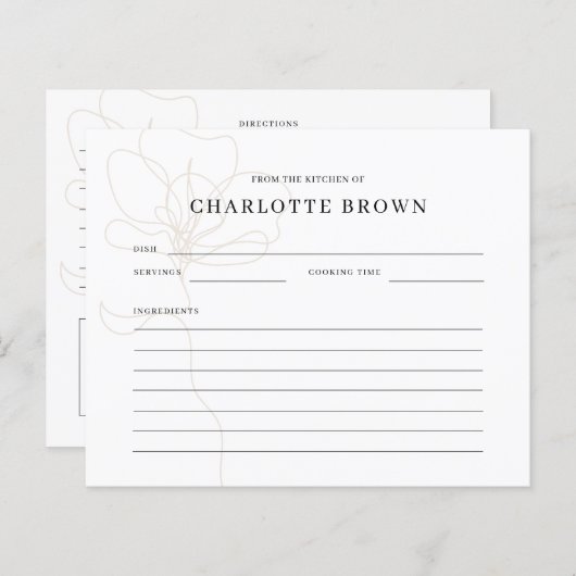 図解入りの、写真付きのバラ名レシピカード (正面/裏面)