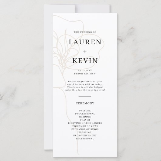 図解入りの、写真付きのバラ式結婚プログラム (正面)