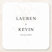 図解入りの、写真付きのバラ結婚コースター スクエアペーパーコースター (正面)