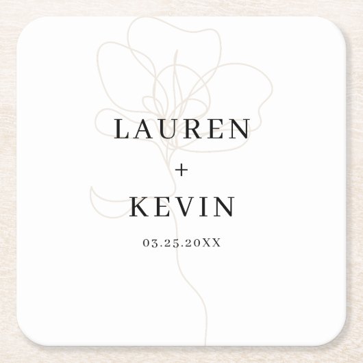 図解入りの、写真付きのバラ結婚コースター スクエアペーパーコースター (正面)