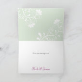 図解入りの、写真付きのバラ&バタフライ庭園の結婚式 サンキューカード (内部)