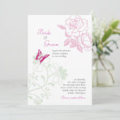 図解入りの、写真付きのバラ&バタフライ春の結婚式 招待状 (スタンド正面)