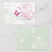 図解入りの、写真付きのバラ&バタフライ春RSVP エンクロージャーカード (正面/裏面)
