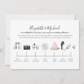 図解入りの、写真付きのビーチ結婚式タイムライン招待状 招待状 (正面)