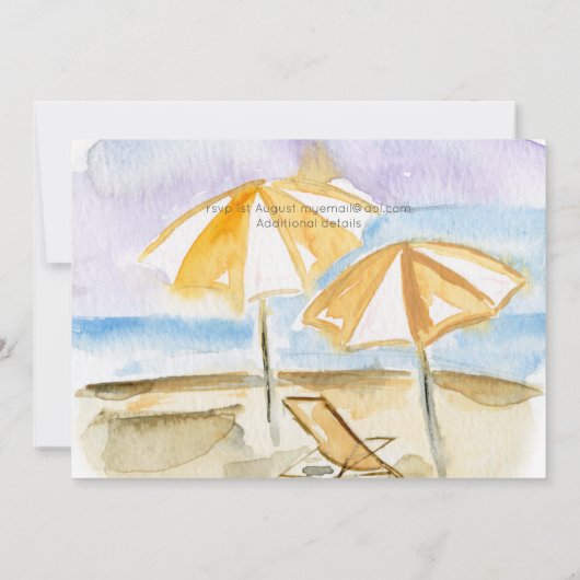 図解入りの、写真付きのビーチ結婚式タイムライン招待状 招待状 (裏面)