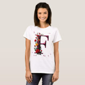 図解入りの、写真付きのフローラ文字「F」 Tシャツ (正面フル)