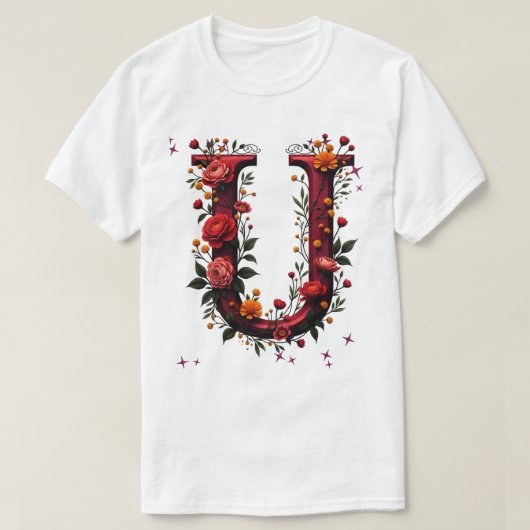 図解入りの、写真付きのフローラ文字「U」 Tシャツ (デザイン正面)