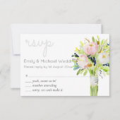 図解入りの、写真付きのフローラRSVPとメモダンニューの選択 出欠カード (正面)