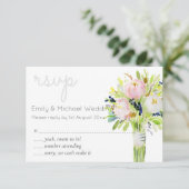 図解入りの、写真付きのフローラRSVPとメモダンニューの選択 出欠カード (スタンド正面)