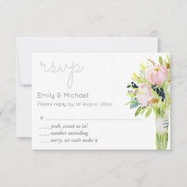 図解入りの、写真付きのフローラRSVPとメモダンニューの選択 出欠カード