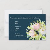 図解入りの、写真付きのフローラRSVPとメモダンニューの選択 出欠カード (裏面)