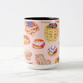 図解入りの、写真付きのブレックファーストスイートトリートインレトロスタイル ツートーンマグカップ (中央)