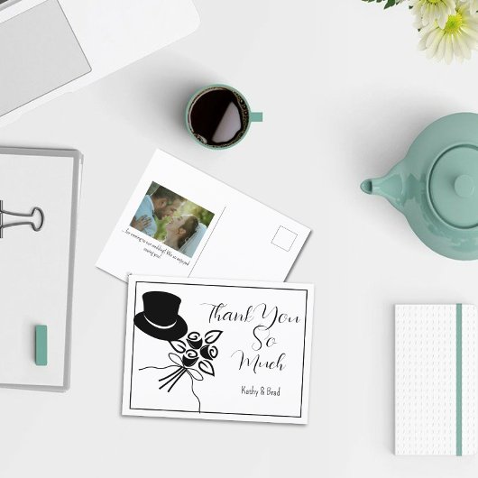 図解入りの、写真付きのミニマルB/Wスクリプ結婚トの感謝してい数 ポストカード