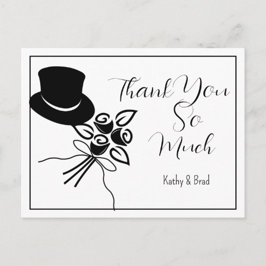 図解入りの、写真付きのミニマルB/Wスクリプ結婚トの感謝してい数 ポストカード (正面)