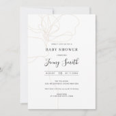 図解入りの、写真付きのラインアート花赤ちゃんシャワー 招待状 (正面)