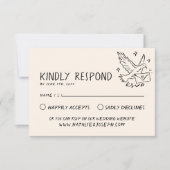 図解入りの、写真付きのレトロ手書き予測できな結婚の 出欠カード (正面)