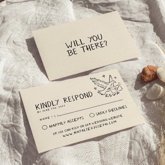 図解入りの、写真付きのレトロ手書き予測できな結婚の 出欠カード