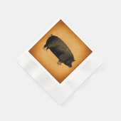 図解入りの、写真付きのヴィンテージピグ素朴アート 縁ありカクテルナプキン (角)