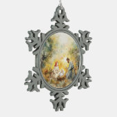 図解入りの、写真付きの出生シーン | スノーフレークピューターオーナメント (左)