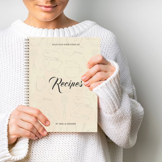 図解入りの、写真付きの台所用品パーソナライズされたレシピN ノートブック