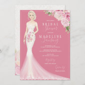 図解入りの、写真付きの嫁インレースガウンブライダルシャワー 招待状 (正面/裏面)