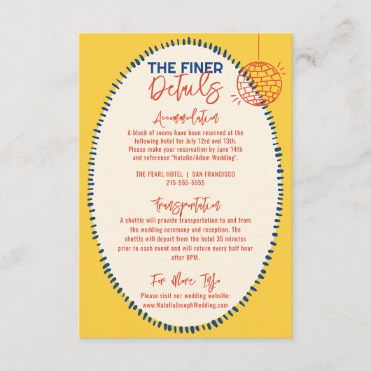 図解入りの、写真付きの手書き予測できなおもしろい結婚詳細 エンクロージャーカード (正面)