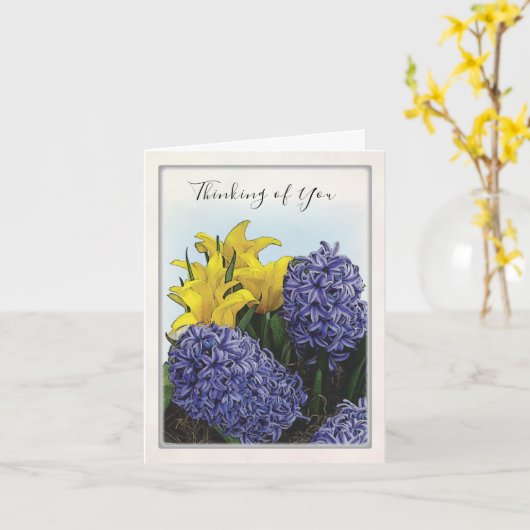 図解入りの、写真付きの春フローラ折り畳みグリーティングカード カード (黄色い花)