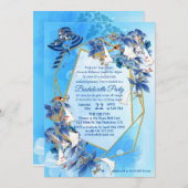 図解入りの、写真付きの水彩月花バチェロレッテ 招待状 (正面/裏面)