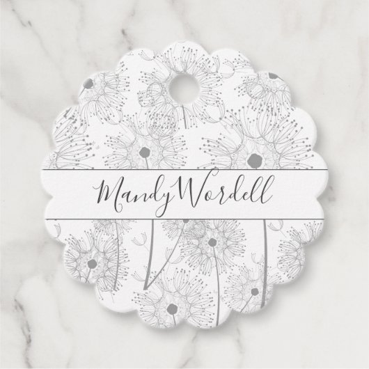 図解入りの、写真付きの花タンポポ フェイバータグ (正面)