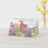 図解入りの、写真付きの虎猫インガーデンカスタムおめでとう カード (黄色い花)