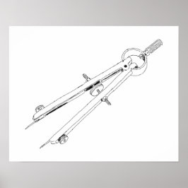 図解入りの、写真付きの製図コンパス ポスター