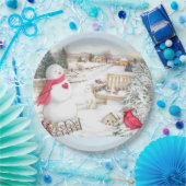 図解入りの、写真付きの雪だるまウィンターワンダーランド ペーパープレート (パーティー)