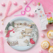 図解入りの、写真付きの雪だるまウィンターワンダーランド ペーパープレート (パーティー)