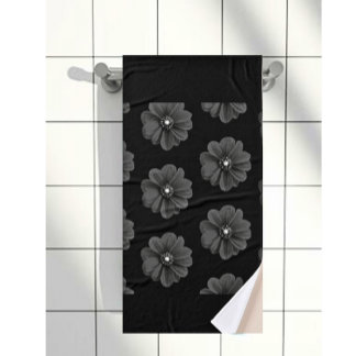 「図解入りの、写真付きの黒い灰色の花」 バスタオル