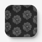 「図解入りの、写真付きの黒い灰色の花」 ペーパープレート (正面)