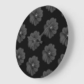 「図解入りの、写真付きの黒い灰色の花」 ラージ壁時計 (傾斜)