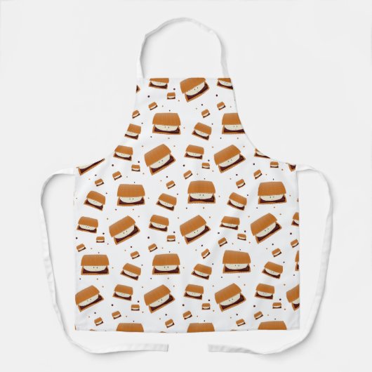 図解入りの、写真付きのBrown White Smiling S'More Pattern エプロン (正面)