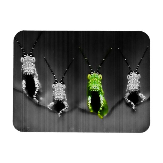 固まりがある緑の虫 マグネット (横)