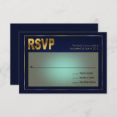 固定された貝殻の航海のな結婚式|の海軍および金ゴールド 出欠カード (正面/裏面)