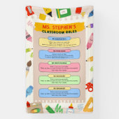 固定カラフル先生教室の規則 横断幕 (縦)