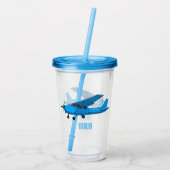 固定翼航空機の漫画イラストレーション アクリルタンブラー (裏面)